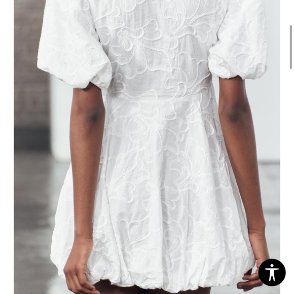 ZARA EMBROIDERED VOLUMINOUS DRESS ZW COLLECTION Oyster-white | XS - Picture 9 of 16